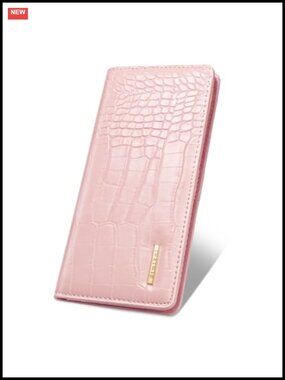 Women's Slim Bifold Faux Crocodile Leather RFID Wallet